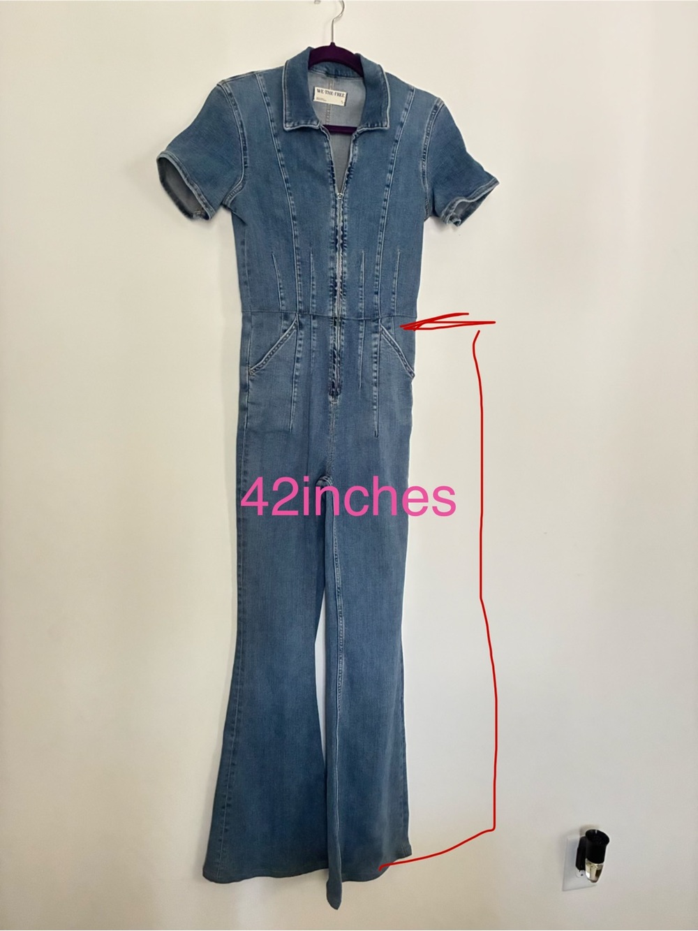 Free People We The Free Jayde Flare Leg Jumpsuit - Blue Denim small - Picture 7 of 7